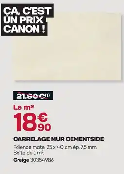 Gedimat Carrelage mur cementside offre