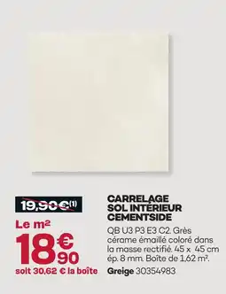 Gedimat Carrelage sol intérieur cementside offre