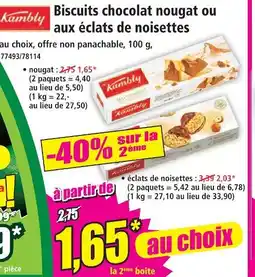 Norma Kambly iscuits chocolat nougat ou aux éclats de noisettes offre