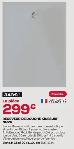 Gedimat Receveur de douche kinesurf nova offre