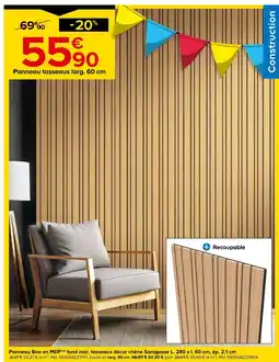 Castorama Panneau boa en mdf(m) fond noir, tasseaux décor chêne saragosse offre