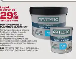 Gedimat Artisio peinture murs et plafonds blanc mat offre