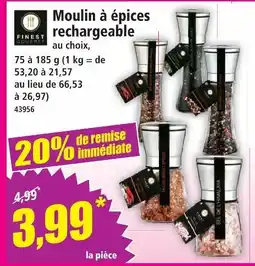 Norma Finest gourmet moulin à épices rechargeable offre