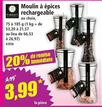 Norma Finest gourmet moulin à épices rechargeable offre