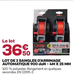 Gedimat Lot de 2 sangles d'arrimage automatique 900 dan - 4m x 25mm offre