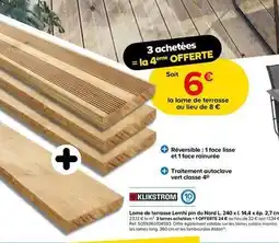 Castorama Klikstrom - lame de terrasse pin du nord lemhi l.240 x l.14,4 x ép. 2,7 cm offre