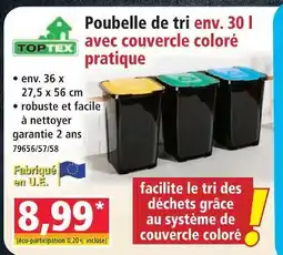 Norma Toptex poubelle de tri env. 30 l avec couvercle coloré pratique offre
