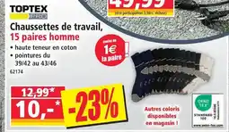 Norma Toptex chaussettes de travail, 15 paires homme offre