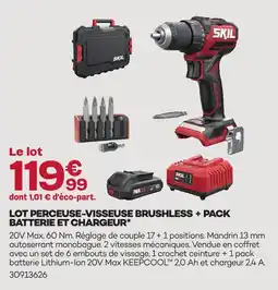 Gedimat Skil lot perceuse-visseuse brushless + pack batterie et chargeur offre