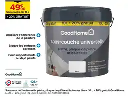 Castorama Goodhome sous-couche universelle plâtre, plaque de plâtre et boiseries blanc offre