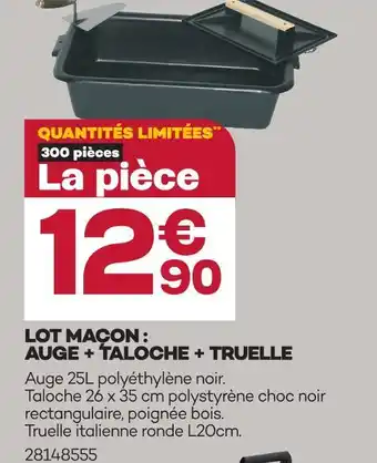 Gedimat Lot maçon : auge + taloche + truelle offre