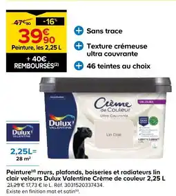 Castorama Dulux valentine crème de couleur lin clair velours offre