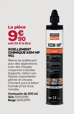 Gedimat Scellement chimique kem hp 951 offre