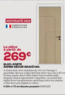 Gedimat Bloc-porte papier décor gravé mia offre