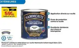 Castorama Hammerite - peinture extérieur metal direct sur rouille brillant laque blanc 2.5 l offre