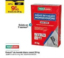 Castorama Parexlanko - enduit de façade blanc casse 25 kg offre