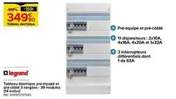 Castorama Legrand - tableau électrique pré-équipé et pré-câblé 3 rangées - 39 modules (14 inclus) offre