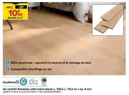 Castorama Goodhome - sol stratifié randolph effet chêne blond, l.129,2 cm x l.19,3 cm x ép.8 mm offre