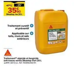 Castorama Sika - traitement algicide et fongicide anti-traces vertes sikaston vert 20 l offre