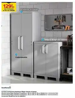 Castorama Goodhome - lot de 2 armoires platstique major haute et basse offre