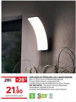 Leroy Merlin LAKKO INSPIRE Applique extérieure LED offre