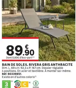 Leroy Merlin BAIN DE SOLEIL RIVERA GRIS ANTHRACITE offre