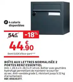 Leroy Merlin BOÎTE AUX LETTRES NORMALISÉE 2 PORTES RENZ ESSENTIEL offre