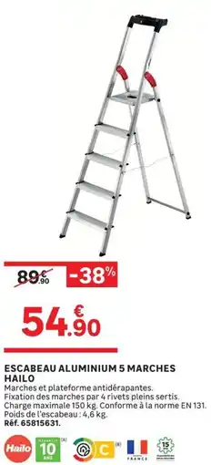 Leroy Merlin Hailo ESCABEAU ALUMINIUM 5 MARCHES offre
