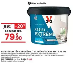 Leroy Merlin V33 PEINTURE INTÉRIEURE RÉSIST'EXTRÊME BLANC MAT offre
