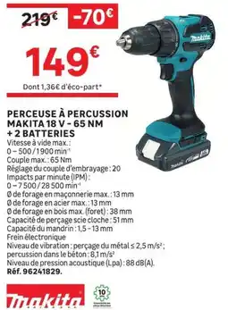 Leroy Merlin Makita PERCEUSE À PERCUSSION 18 V - 65 NM offre