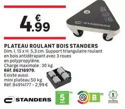 Leroy Merlin STANDERS Plateau roulant bois offre