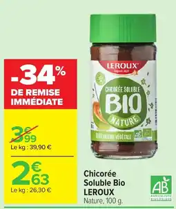 Carrefour Market LEROUX Chicorée Soluble Bio offre