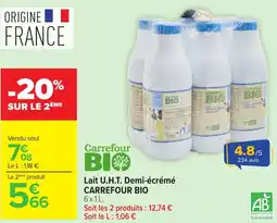 Carrefour Market Carrefour BIO Lait U.H.T. Demi-écrémé offre
