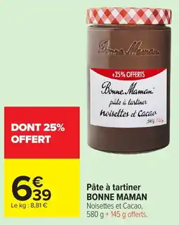 Carrefour Market BONNE MAMAN Pâte à tartiner Noisettes et Cacao offre