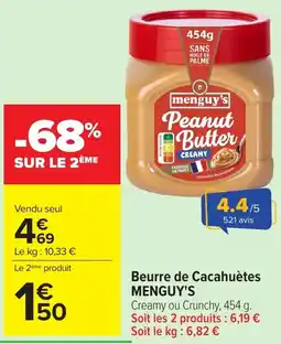 Carrefour Market MENGUY'S Beurre de Cacahuètes offre