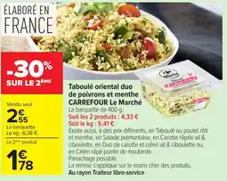 Carrefour Market Le Marché Taboulé oriental duo de poivrons et menthe offre