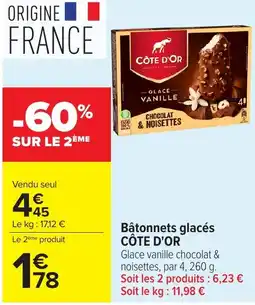 Carrefour Market CÔTE D'OR Bâtonnets glacés offre