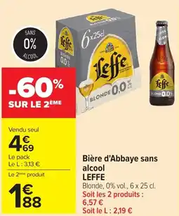 Carrefour Market LEFFE Bière d'Abbaye sans alcool offre