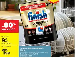 Carrefour Market Finish Capsules pour lave-vaisselle offre