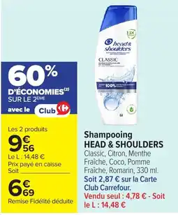 Carrefour Market head&shoulders Shampooing Classic offre