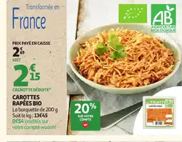Auchan Supermarché Carottes rapées bio offre