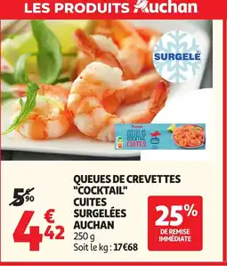 Auchan Supermarché AUCHAN Queues de crevettes cocktail cuites surgelées offre