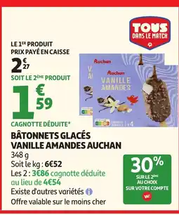 Auchan Supermarché AUCHAN Bâtonnets glacés vanille amandes offre