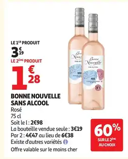 Auchan Supermarché BONNE NOUVELLE Sans alcool offre