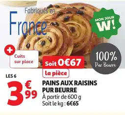 Auchan Supermarché Pains aux raisins pur beurre offre