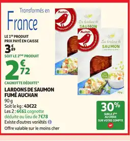 Auchan Supermarché AUCHAN Lardons de saumon fumé offre