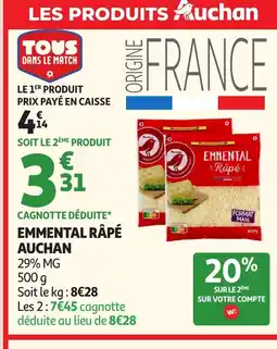Auchan Supermarché AUCHAN Emmental râpé offre