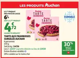 Auchan Supermarché AUCHAN Tarte aux framboises surgelée offre