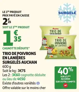 Auchan Supermarché AUCHAN Trio de poivrons en lanières surgelés offre