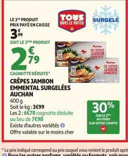 Auchan Supermarché AUCHAN Crêpes jambon emmental surgelées offre